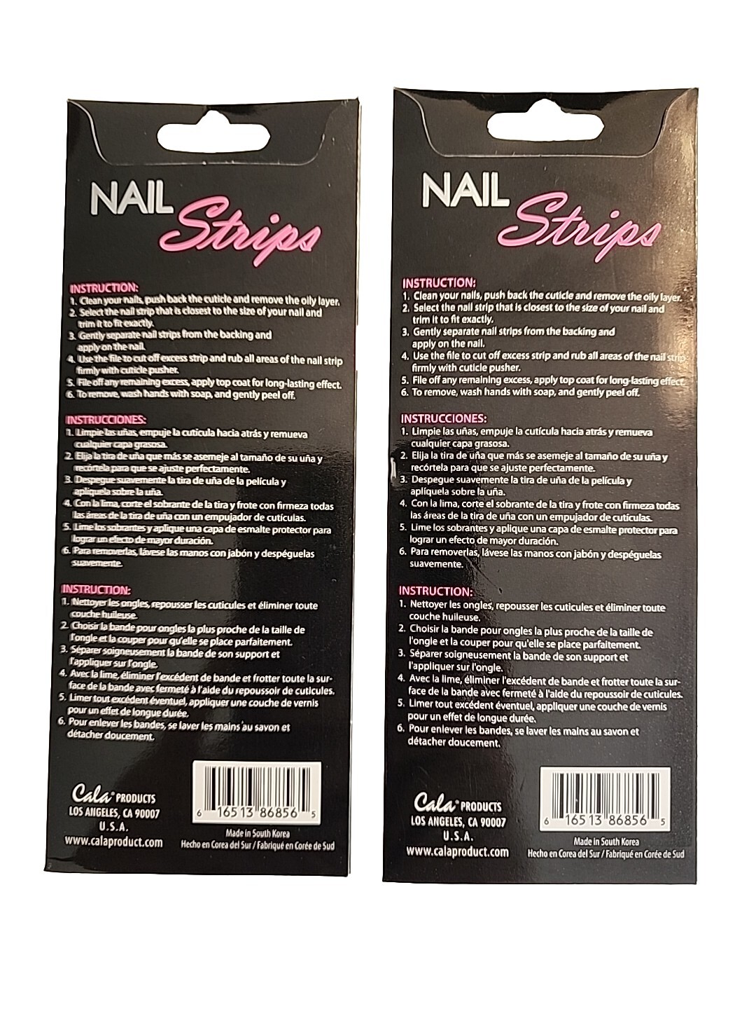 Lot Of 2 Cala Nail Strips. Black Lace, Oblong, Single Use. #86856