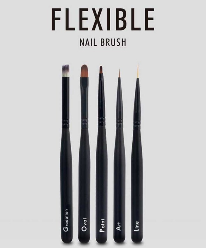 Jello Jello Flexible Nail Brush 5Set Self Nail Care Line Art Point Oval