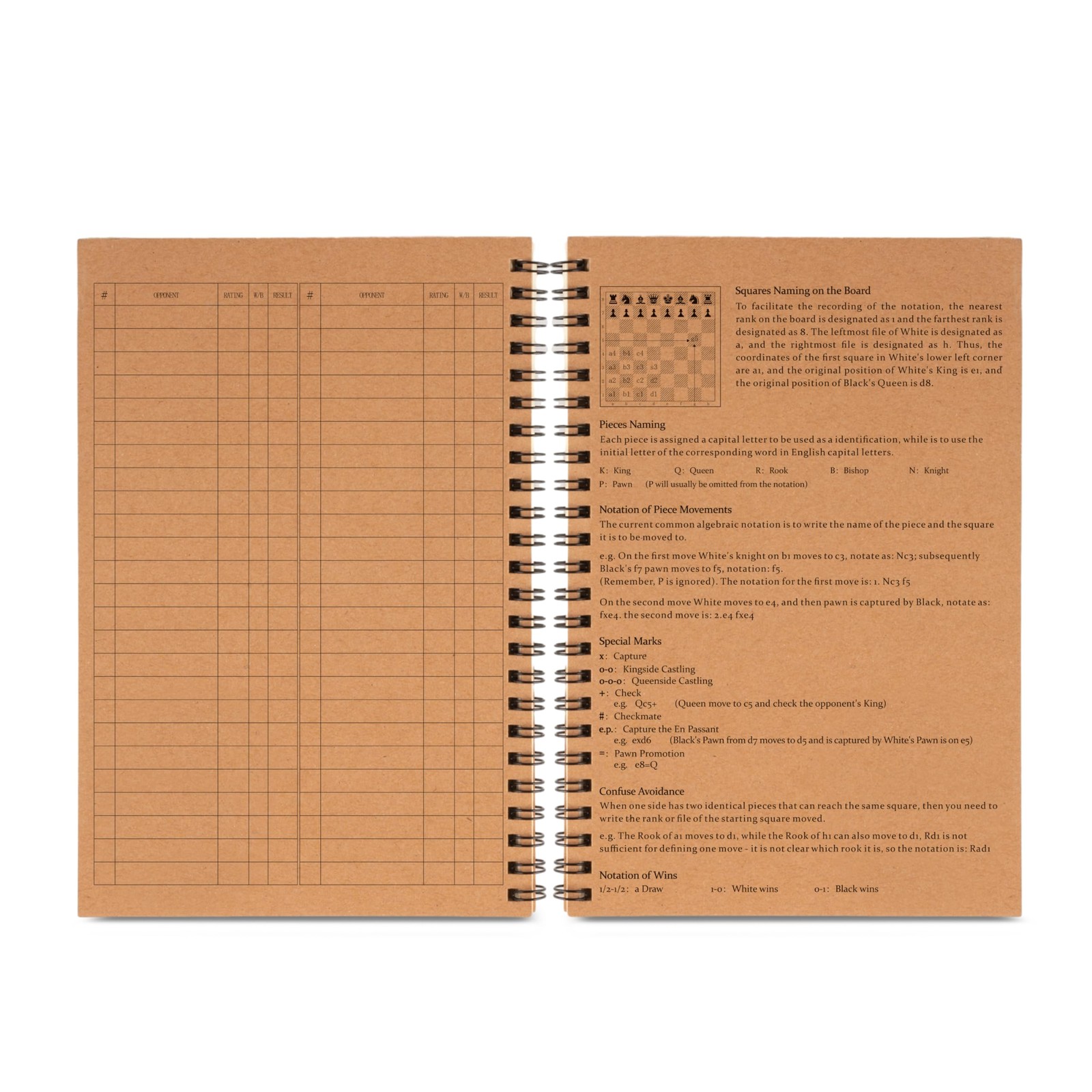 A&A 2 Pack Chess Scorebook, 50 Games Recordable, 100 0.6 square inches, Brown