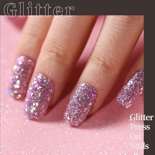 24 Colors 576 PCS Press On Nails, matte/glossy/glitter/french square nails