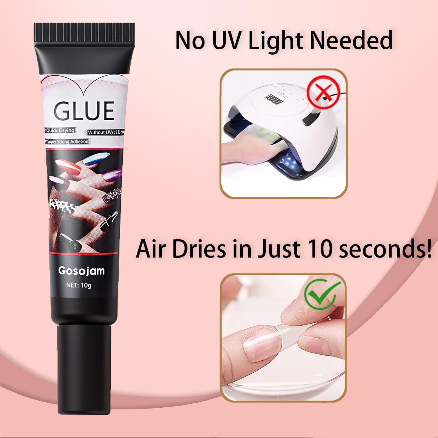 Super Strong Nail Glue for Acrylic Press-On Nails – No UV Light Needed, Clear