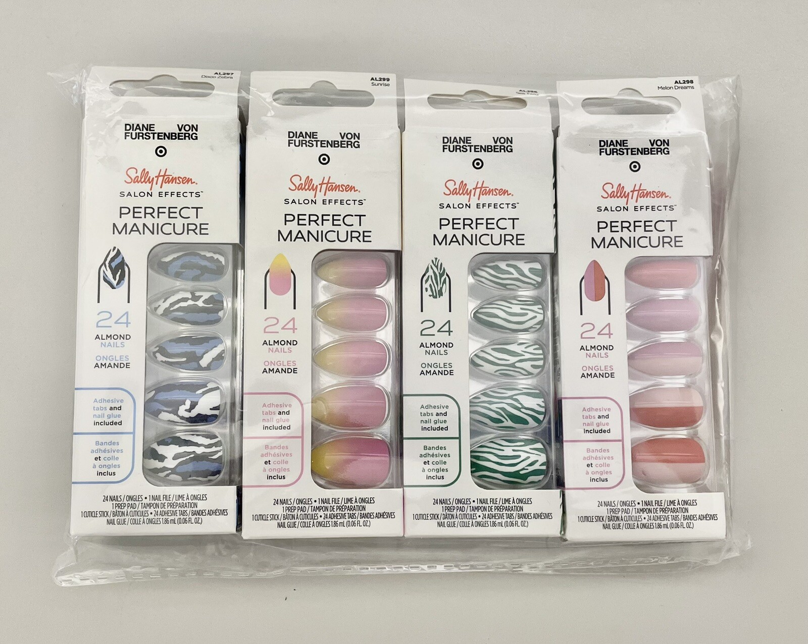 Sally Hanson X Diane Von Furstenberg Adhesive 24 Nails Almond Shape (4 Pack) NWT
