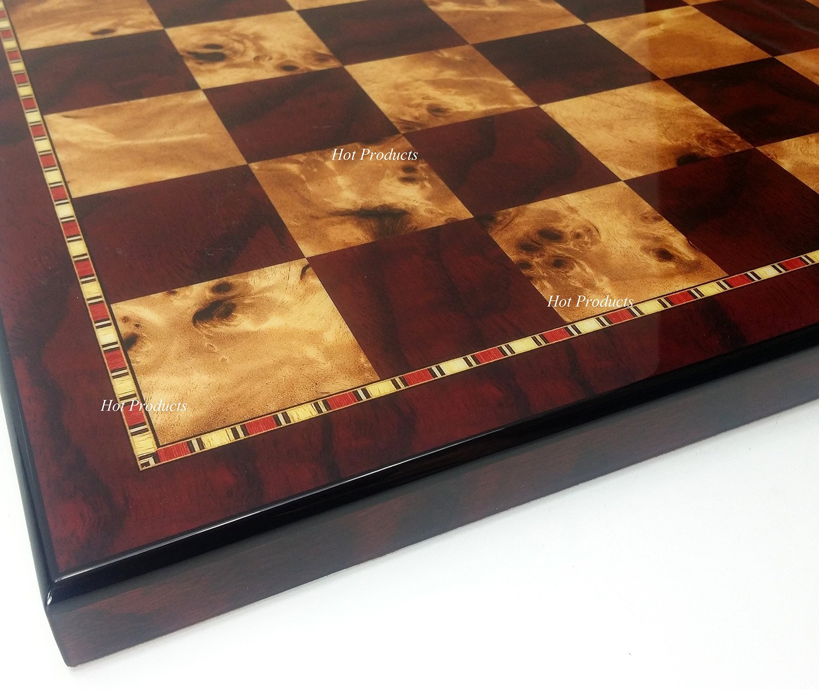 HPL 18″ High Gloss Cherry & Burlwood Color Chess Board x x 1″
