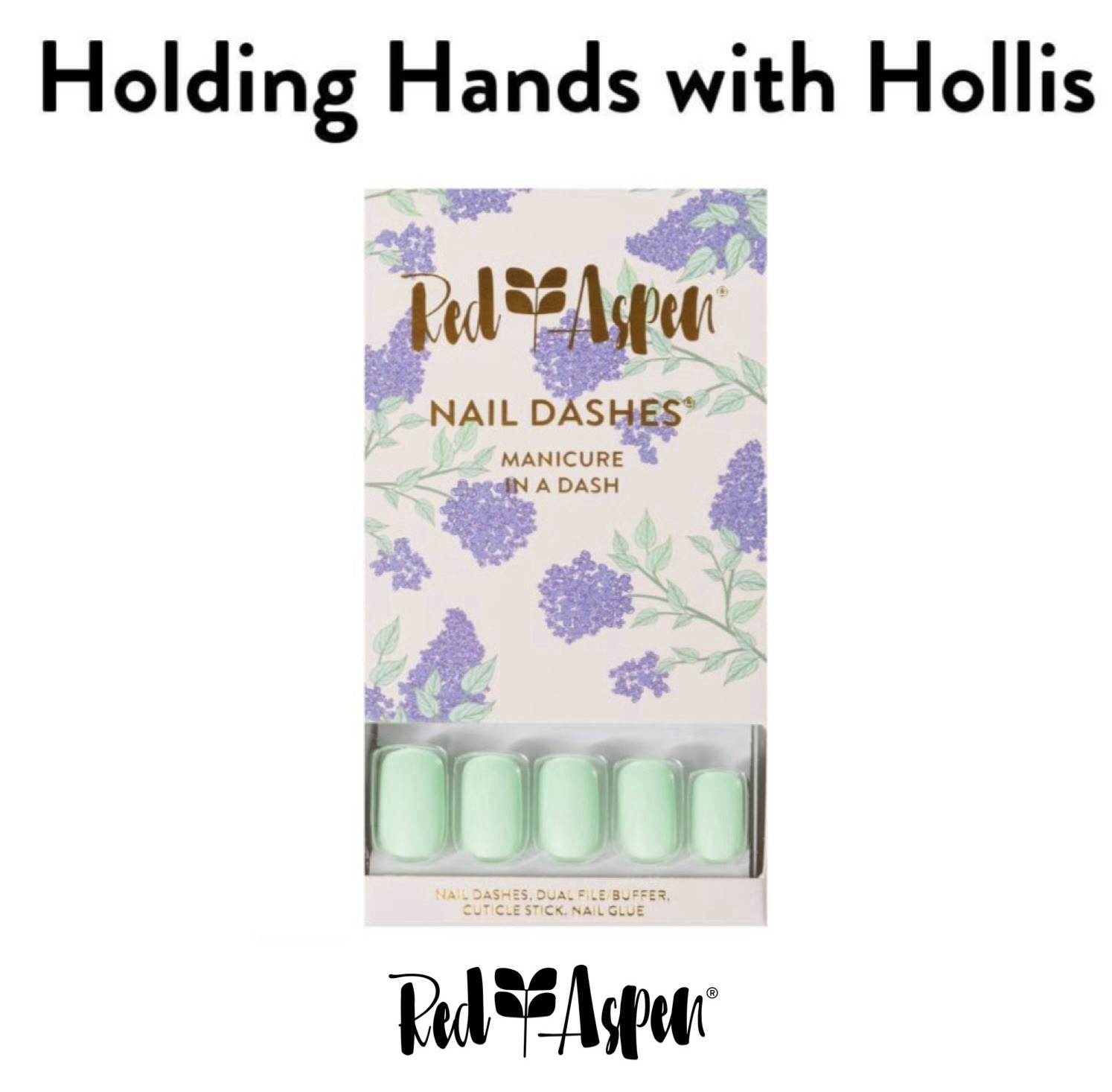 Red Aspen Nail Holding Hands with Hollis Matte Medium Square Mint Green B6n
