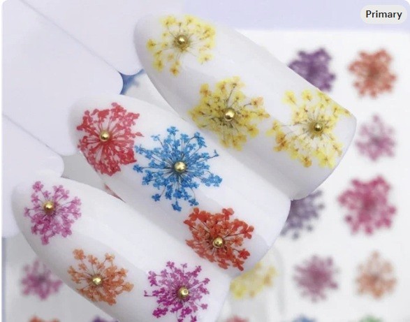 Nail Art Water Decals Transfers Spring Summer Flowers Floral Dandelions Dried