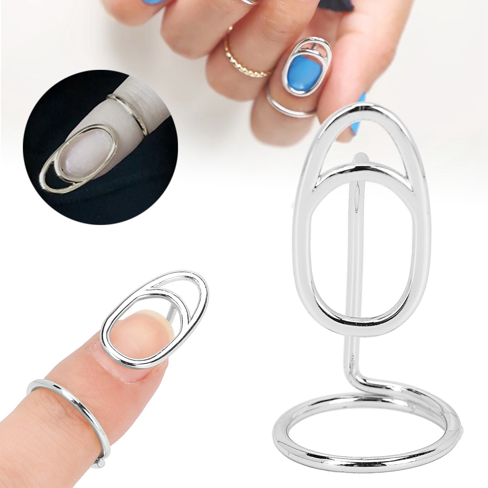 Nail Art Fingernail Rings Unique Women Finger Nail Cover Ring Decoration Jewelry
