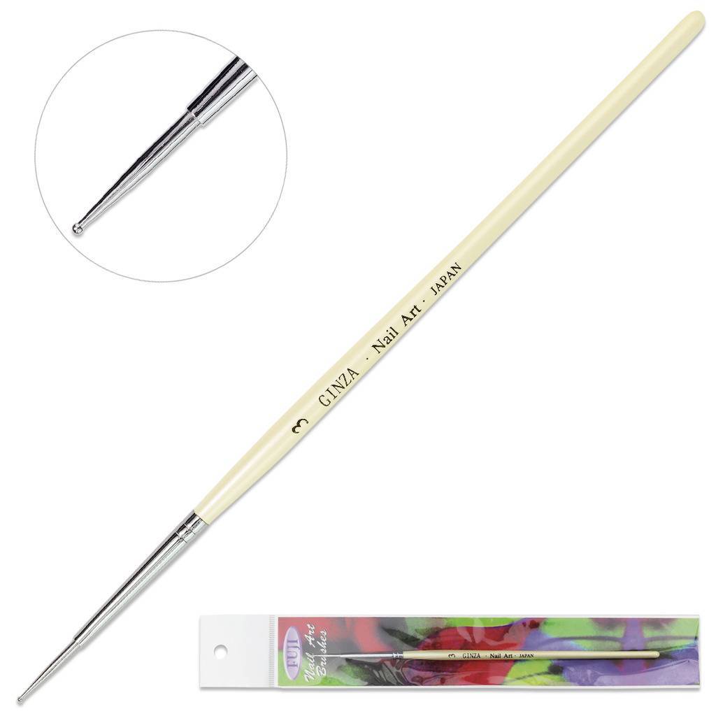 Ginza Professional Acrylic Nail Art Dotting Marbler with White Wooden Handle