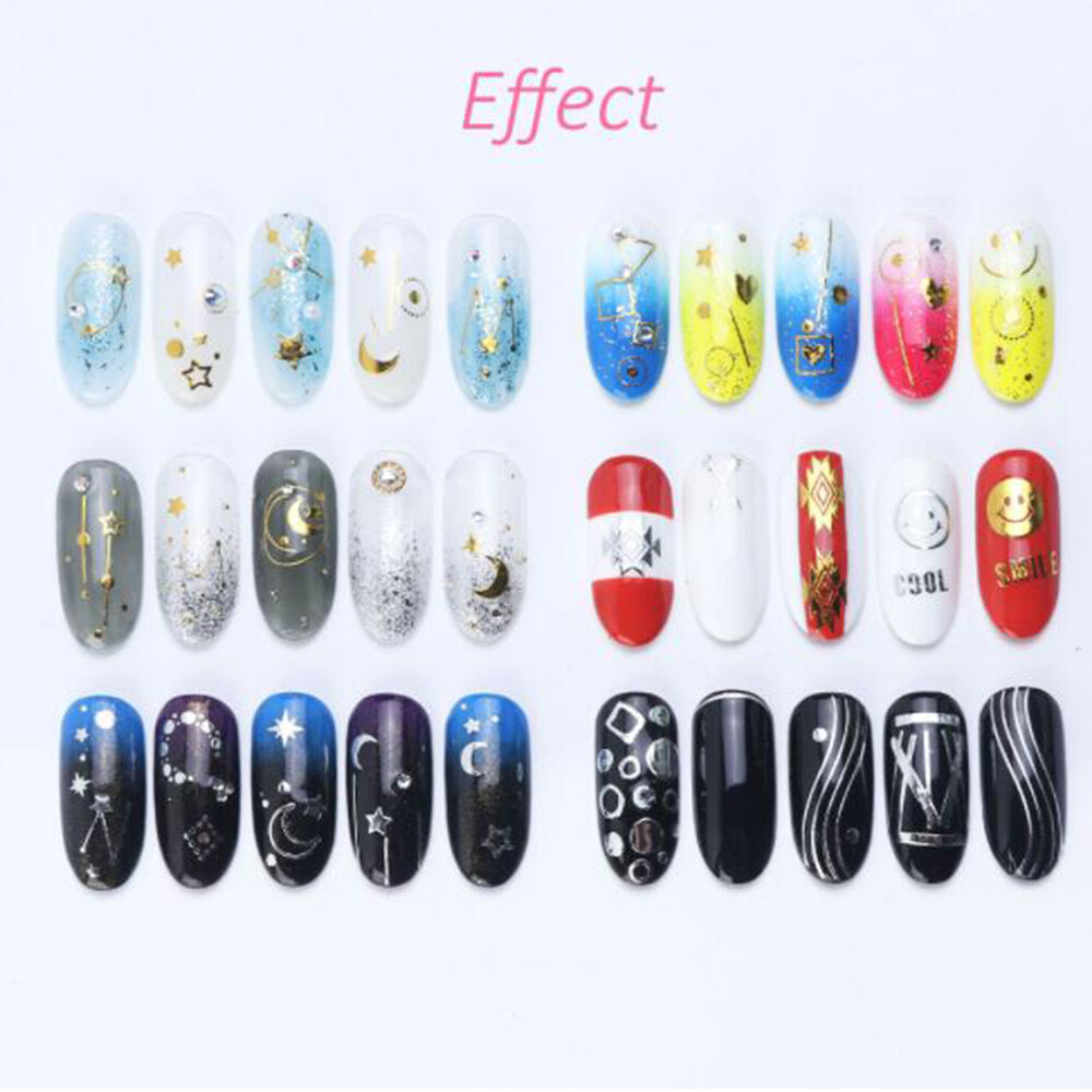 Fashion Shining Gold & Silver Pattern Nail Stickers Art Decals Decoration Women