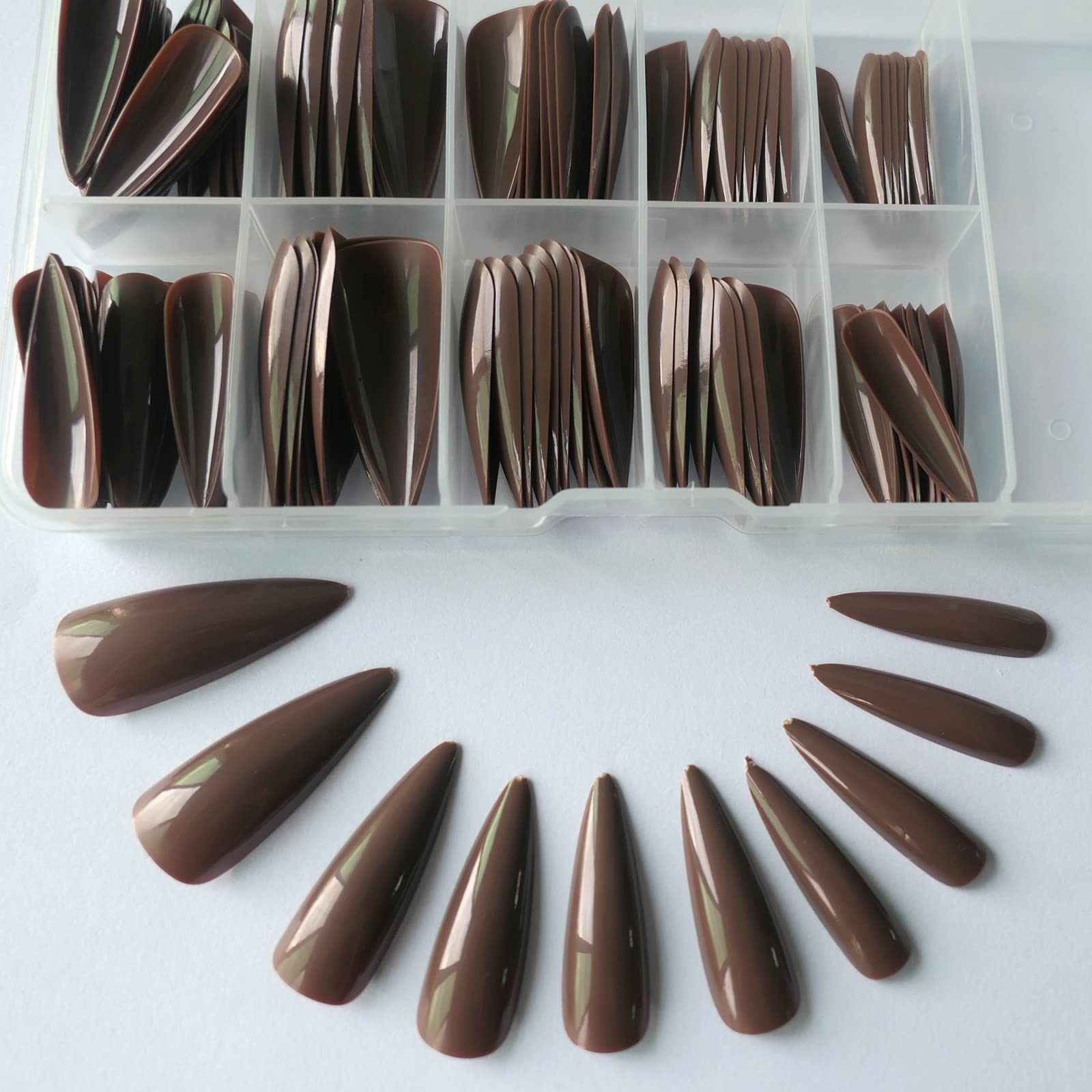 Extra Long stiletto Glossy Fake Nail 100 PCS Full Cover Acrylic Press on Nail…