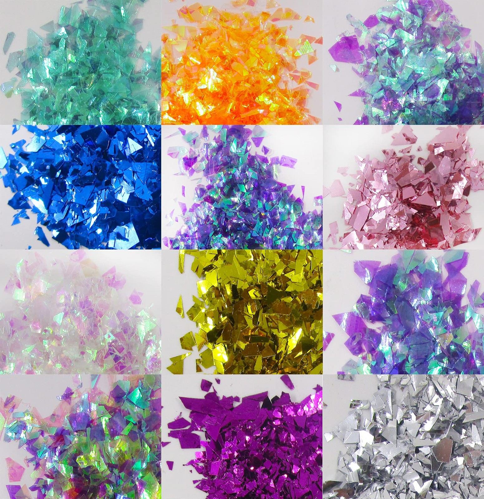 12 Colors Iridescent Chunky Glitter Flakes Kit Irregular Mermaid