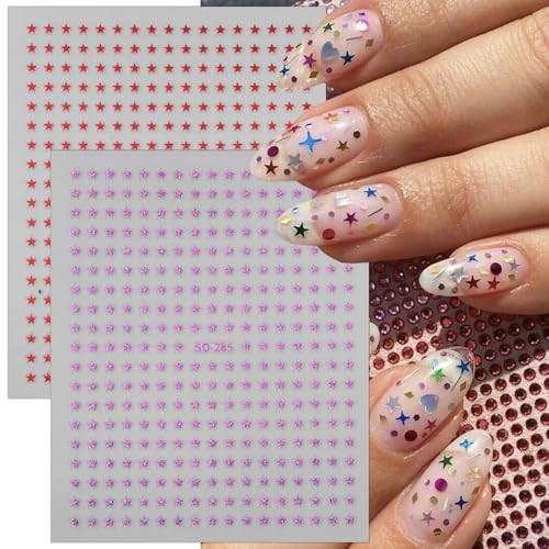 6 Sheets Star Nail Decals for Nail Art 3D Self-Adhesive Star Nail Stickers-2