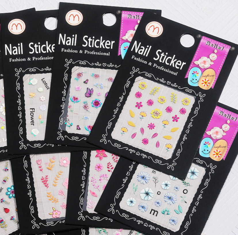 6 Sheets Set Happy Face Food Cookie Flower Decal Manicure Nail Art Stickers NH6