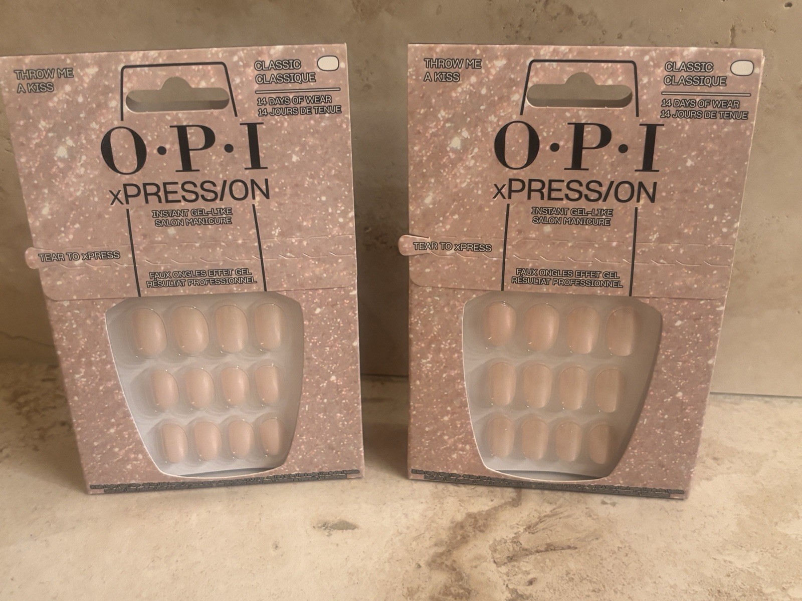 OPI xPRESS/ON Pink Classic Press-On Nails Throw Me A Kiss 2 Packs Glue Included