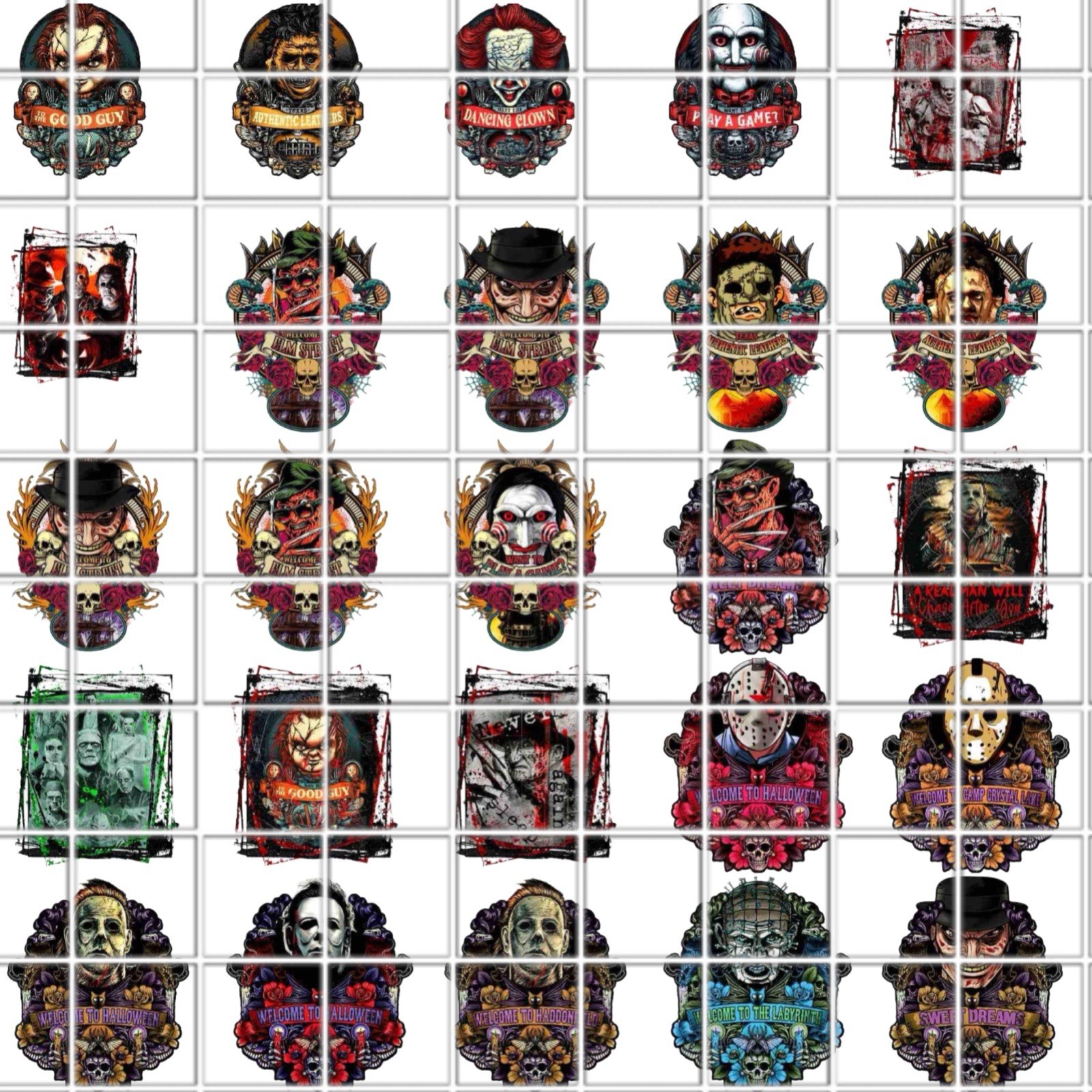 Halloween Horror Waterslide Nail Decals Set Of 50 Multiple Sizes Instructions &