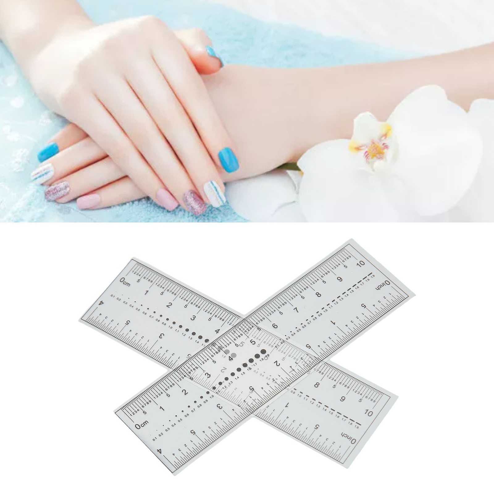 PVC 10PCS Fake Nails Measuring Ruler Transparent Art
