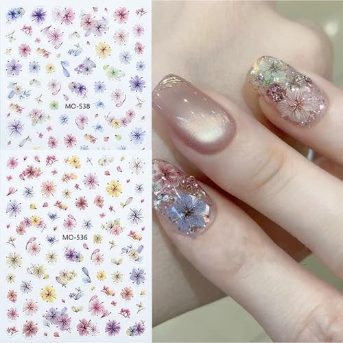Summer Flower Nail Art Stickers Decals 3PCS 3D Embossed Self-Adhesive Flower-02
