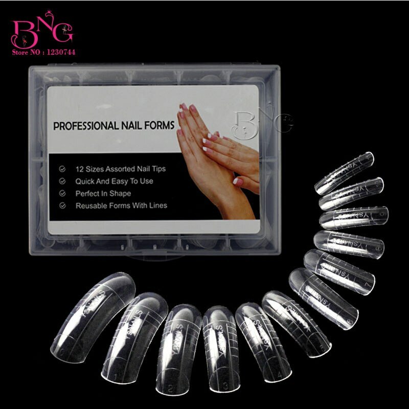 120un French Almond Dual Fake Nail Form Poly Gel System Acrylic DIY UV Art Mold