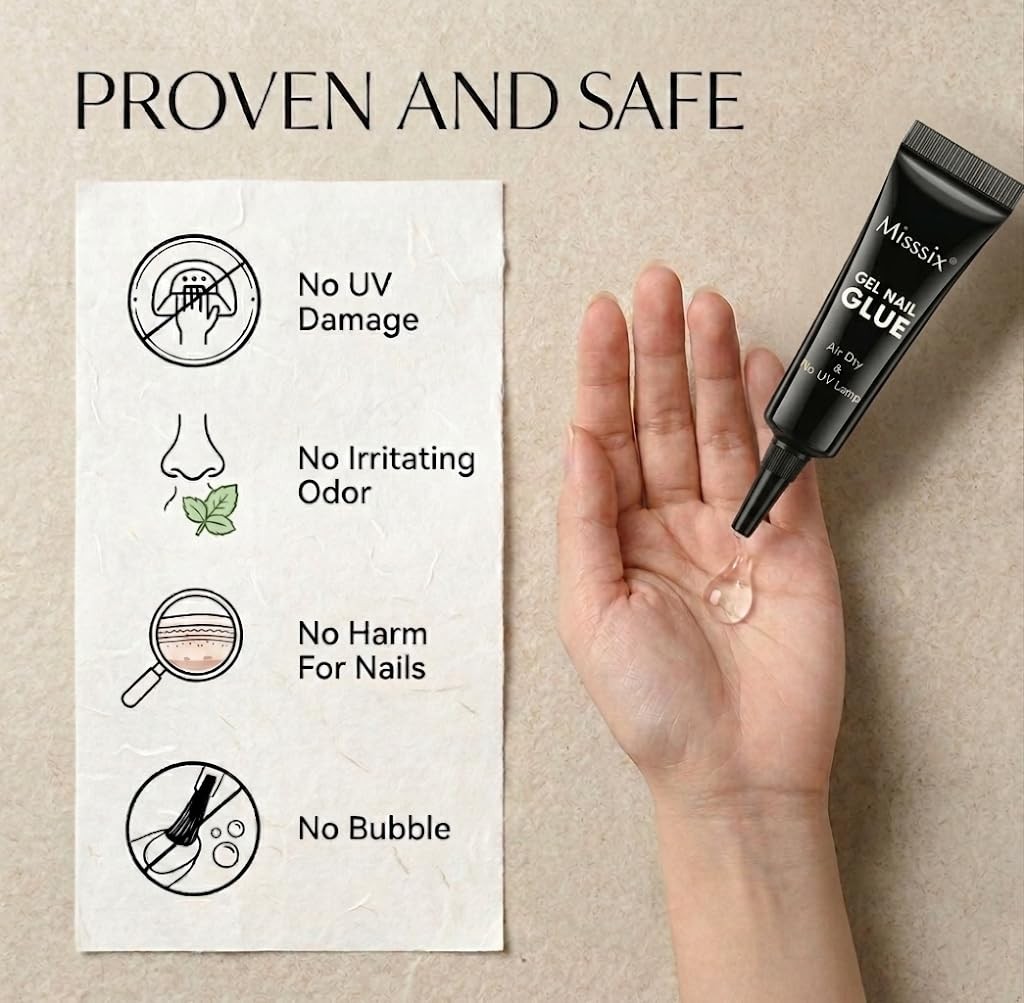 Misssix Super Strong Nail Glue 3ml x 5Pcs for Press On 3g, 5*3g nail glue