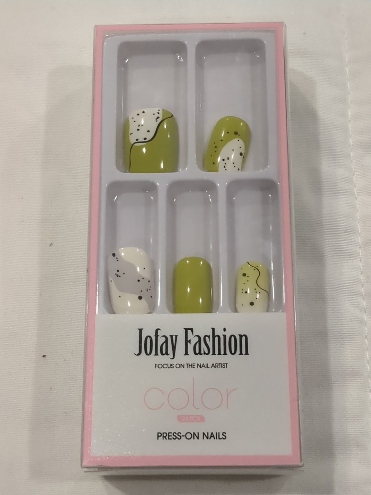Jofay Fashion Green Design Press On Nails 24 PCs -Lot Of 4- New In Box