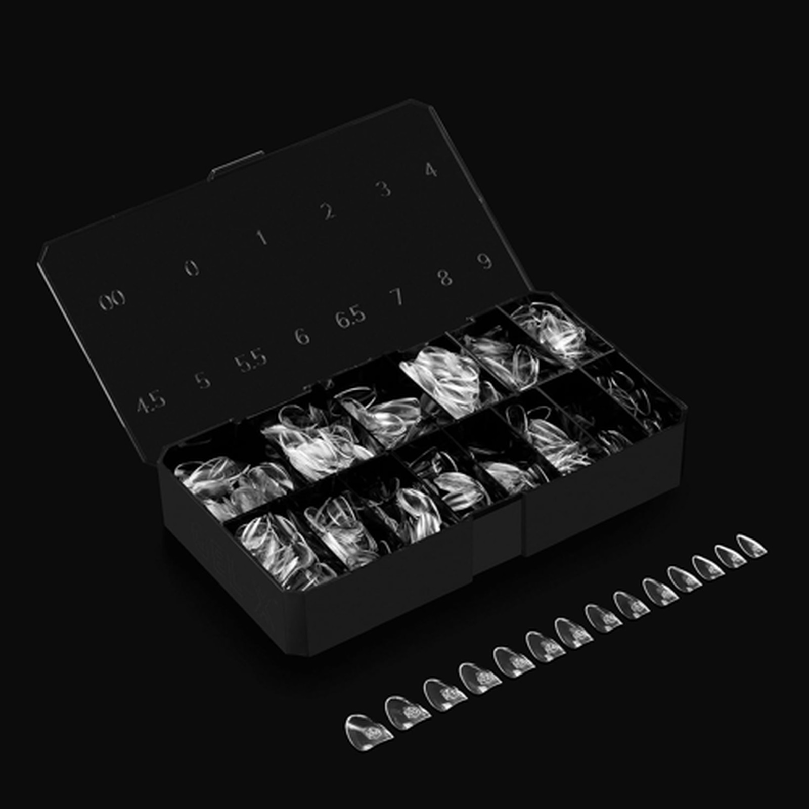 False Nail Tips Gel-X Tip Box Sculpted Almond 500pcs Soft Gel Tips 11 Sizes 00-9