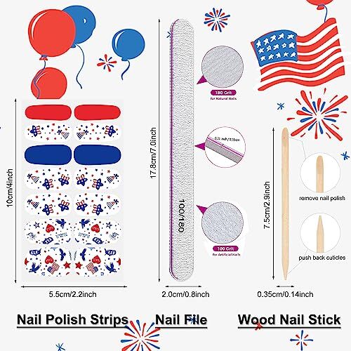 8 Sheets 4th of July Independence Day Nail Wraps Nail Independence Day-1