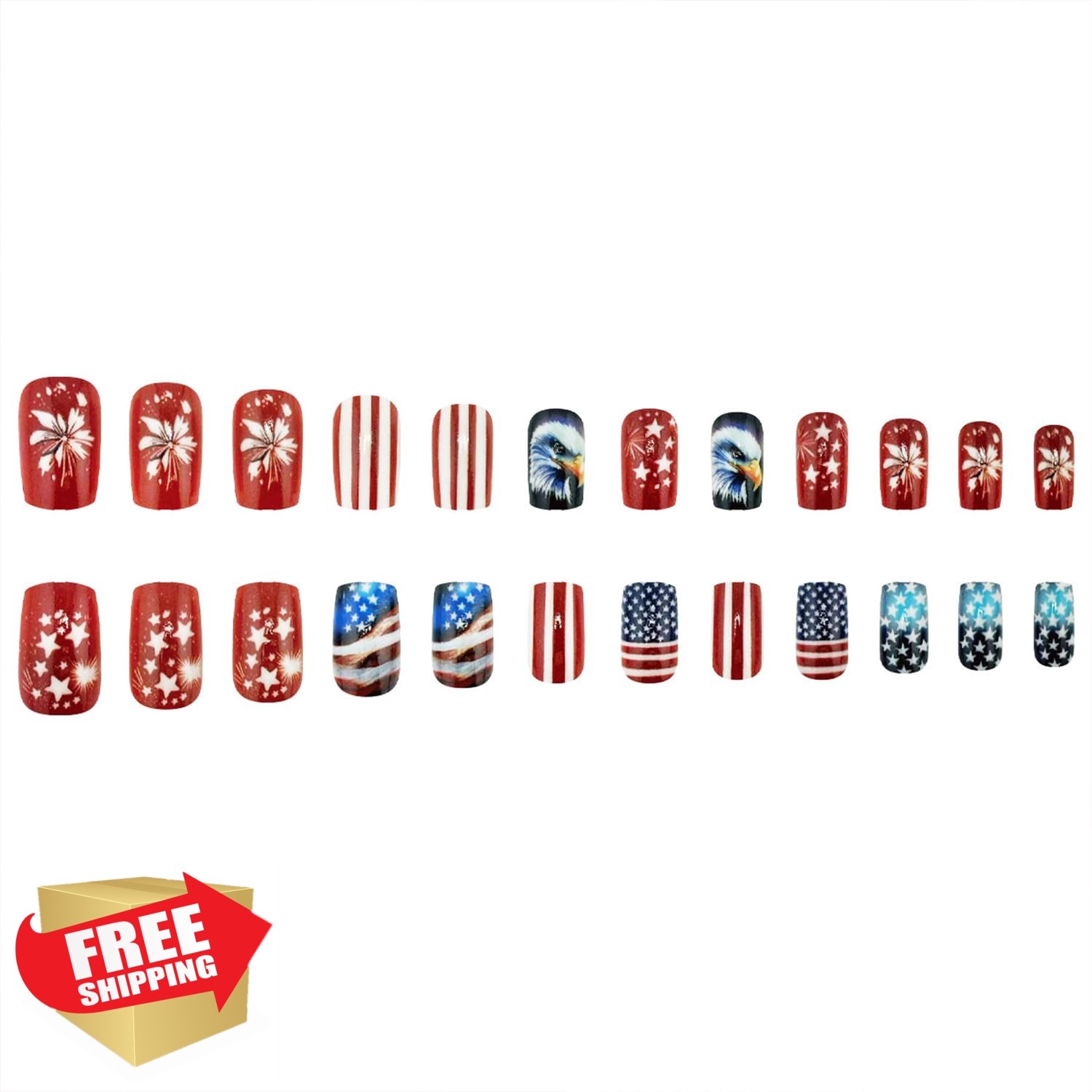 WYFHDT 4th of July Press on Nails 4
