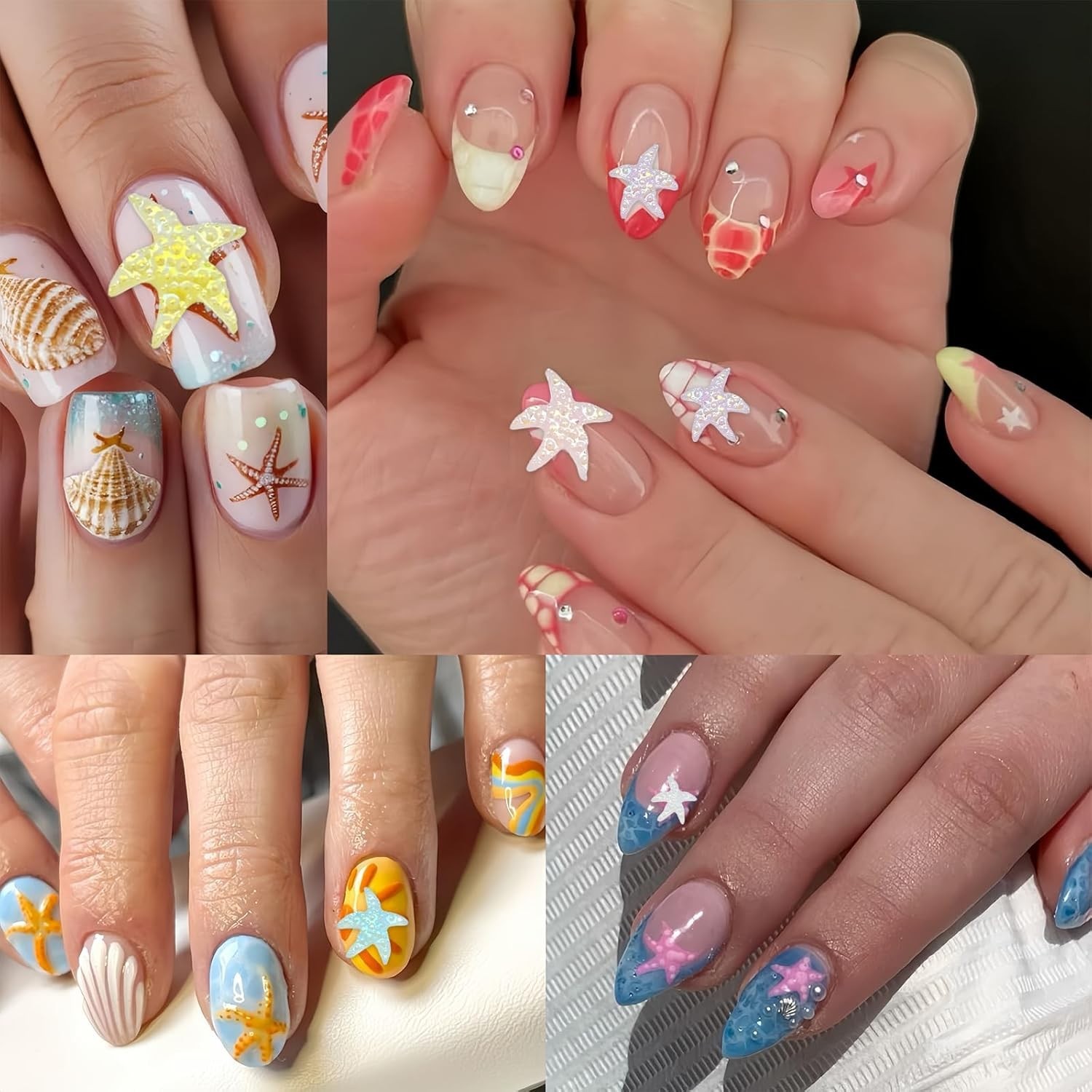 Versatile 100Pcs Starfish Nail Charms – Perfect for Nail Art and DIY Crafts