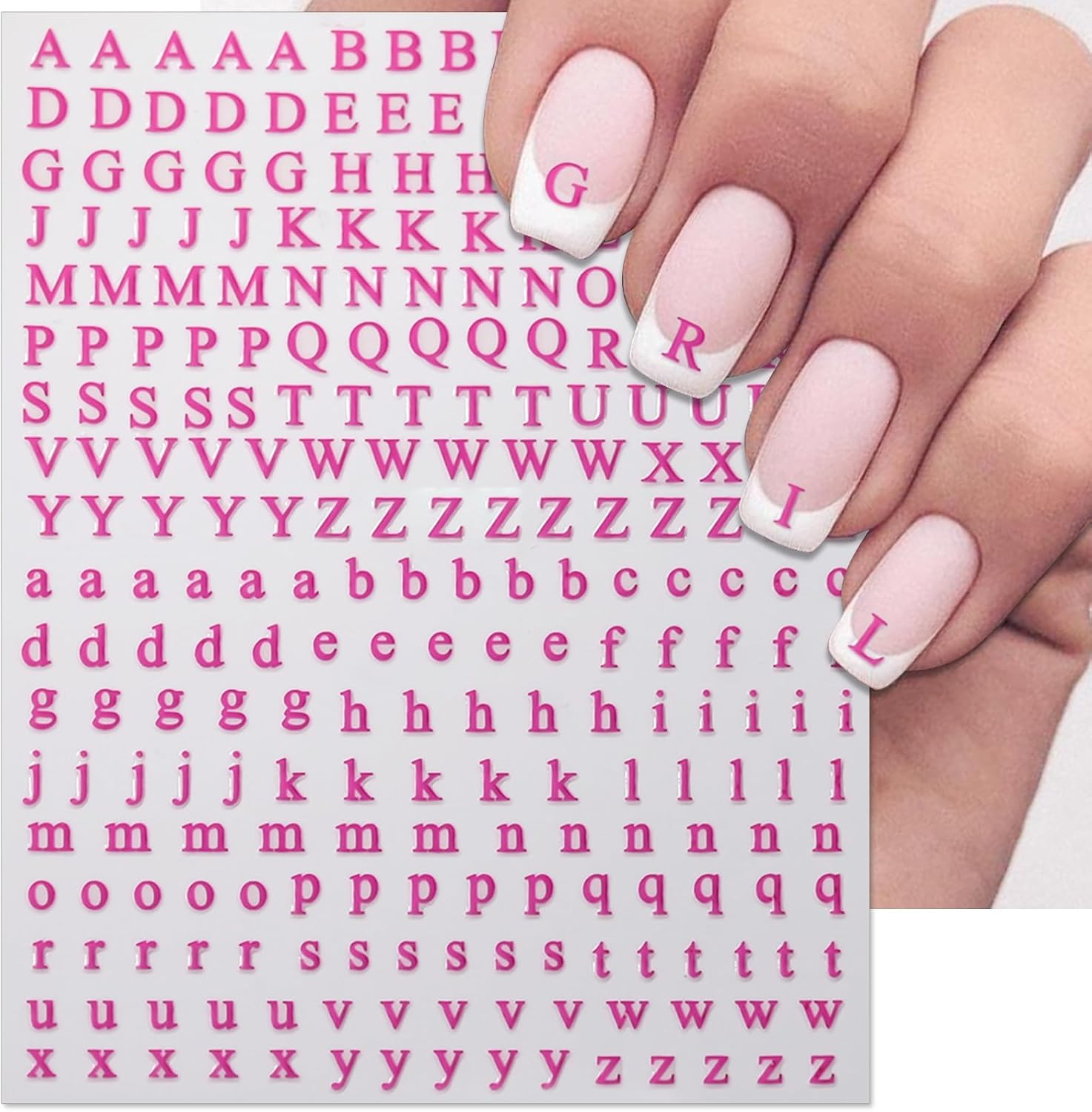Letter Nail Art Stickers – 3D English Alphabet Nail Decals for DIY Part of Fluor