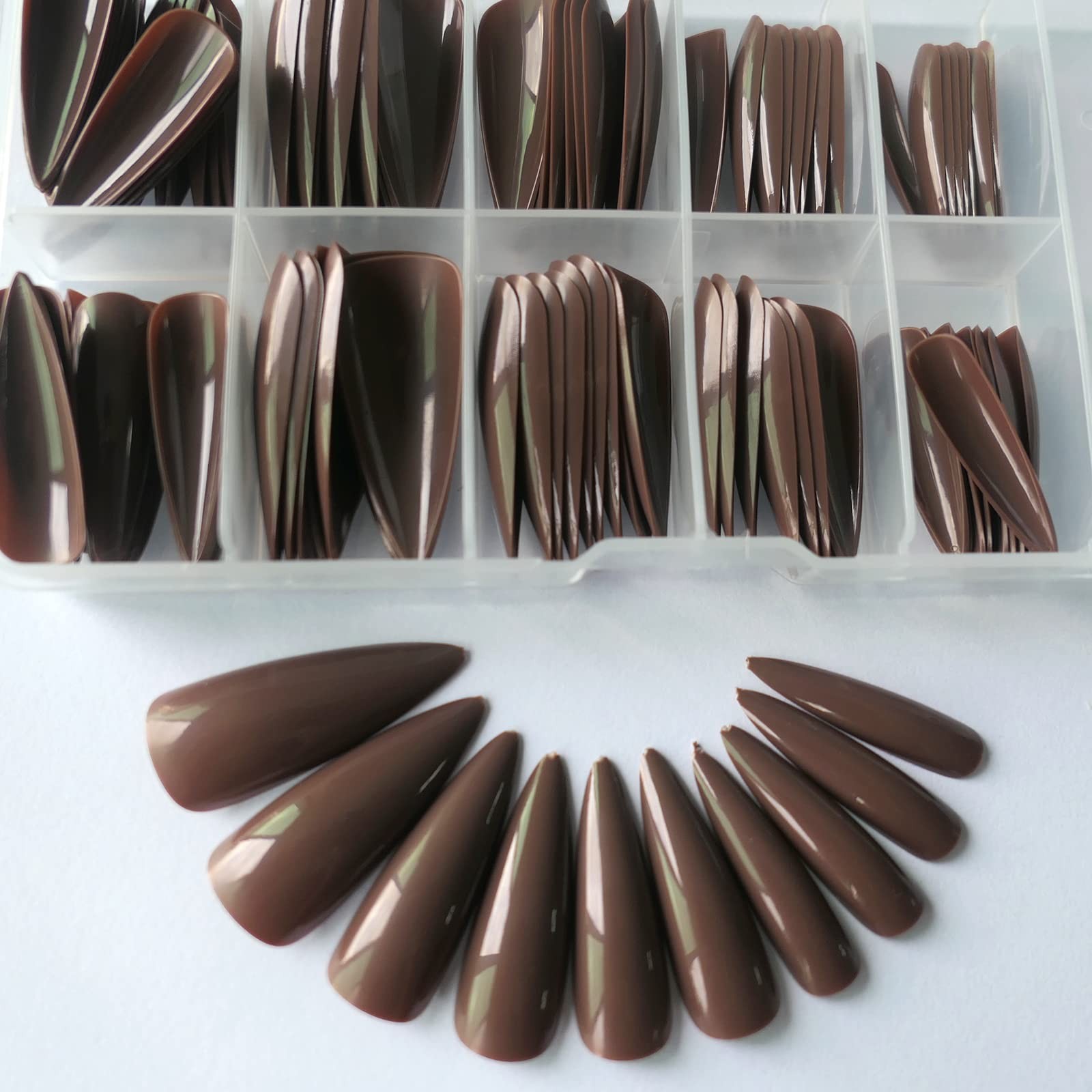 Extra Long stiletto Glossy Fake Nail 100 PCS Full Cover Acrylic Press on Nail…