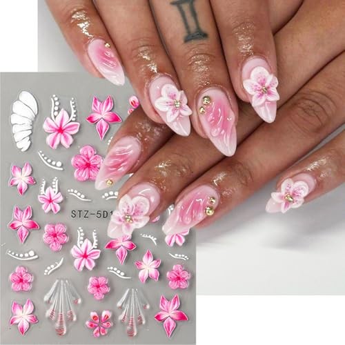 Flower Nail Stickers 3D Self Adhesive Nail Art Stickers Flower Nail Stickers-14