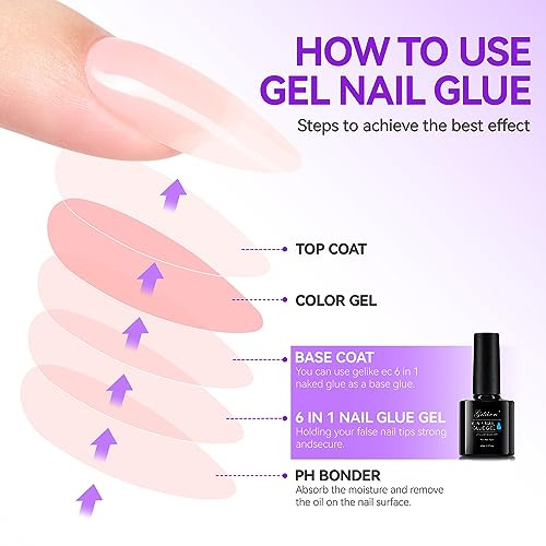 6 in 1 UV Gel Nail Glue for Acrylic Nails – Long Lasting Extension Glue for