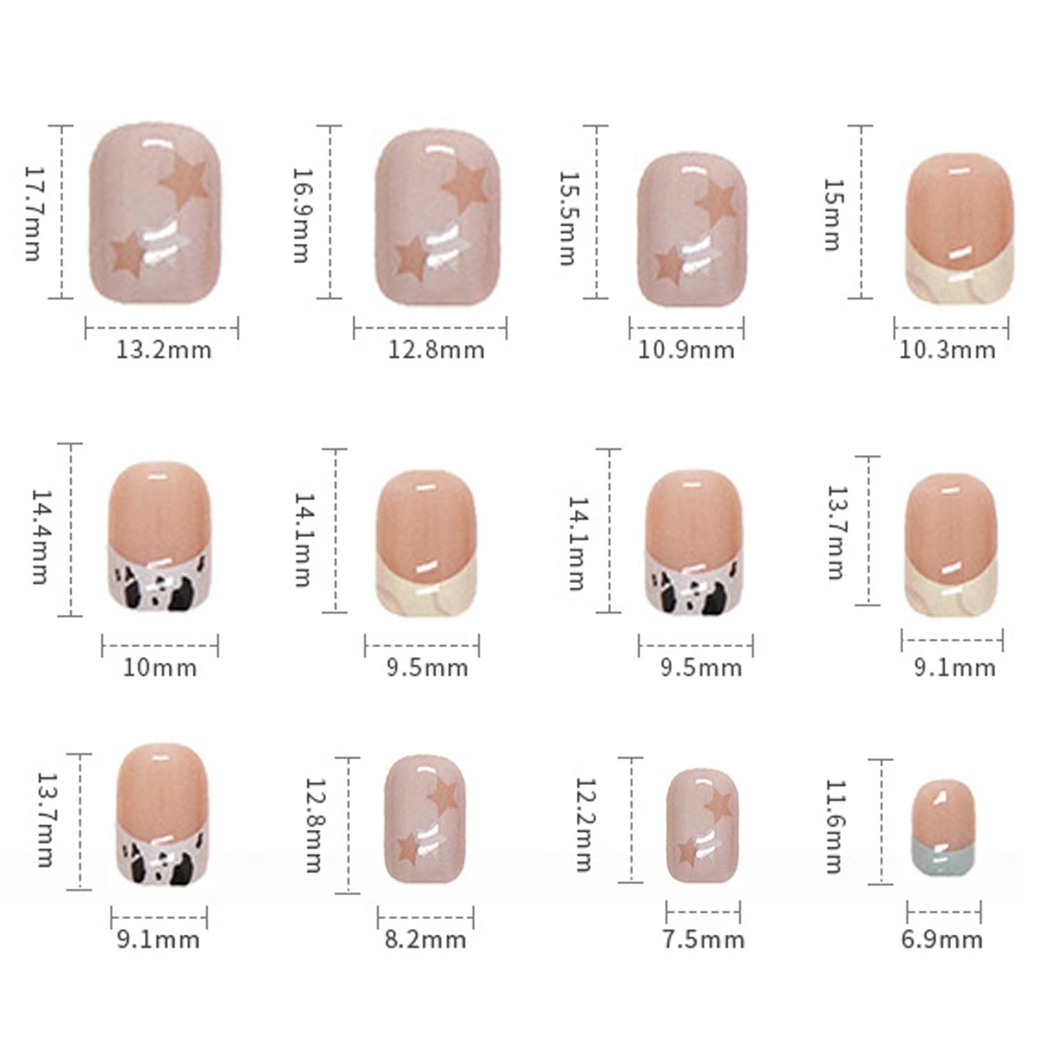 French Tip Press on Nail Short Coffin, Square Shape Full Cover Reusable False…