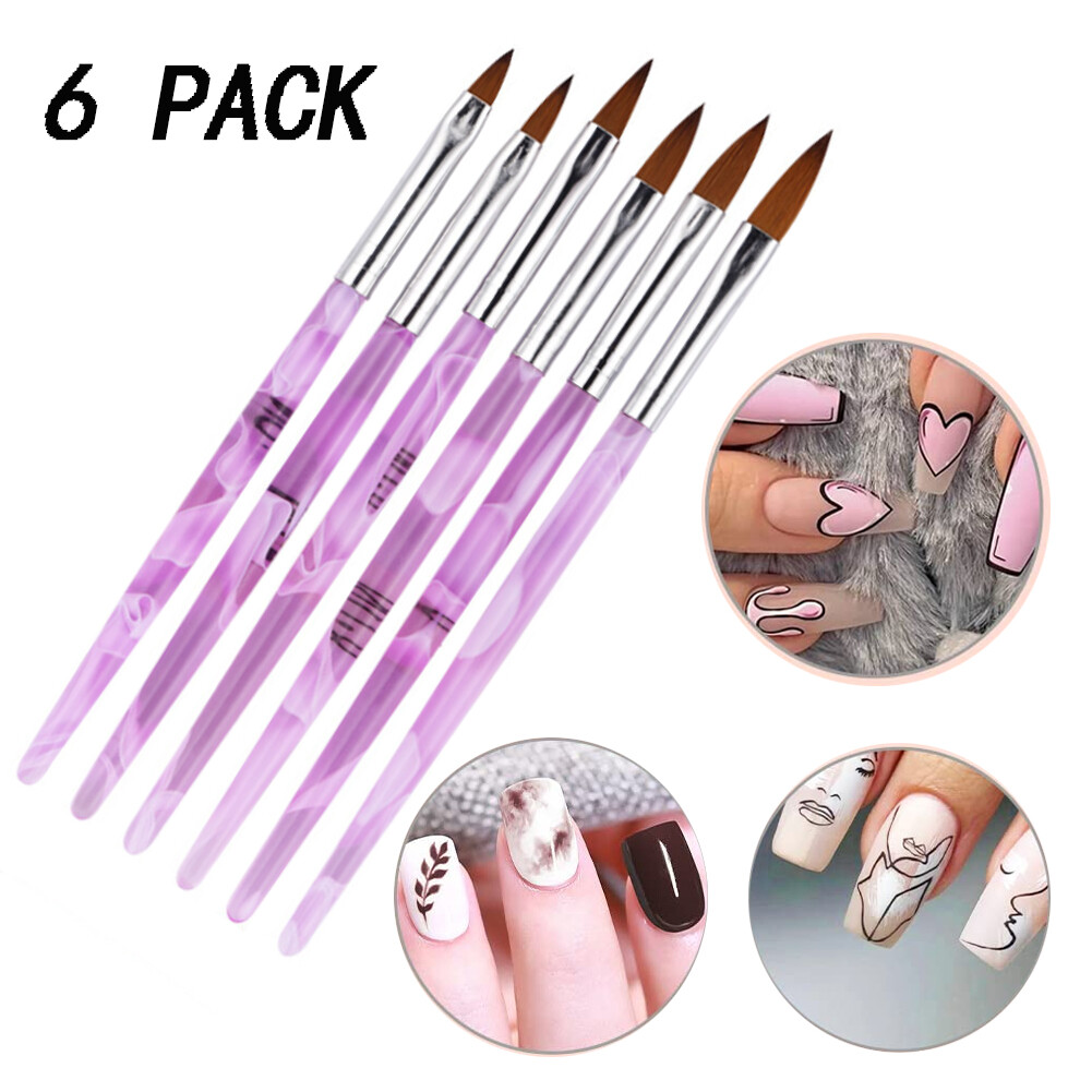 6 Pcs/set Acrylic Nail Brush 6 Single Nail Design Tool # 2 # 4 6 # 8 # 10 # 12
