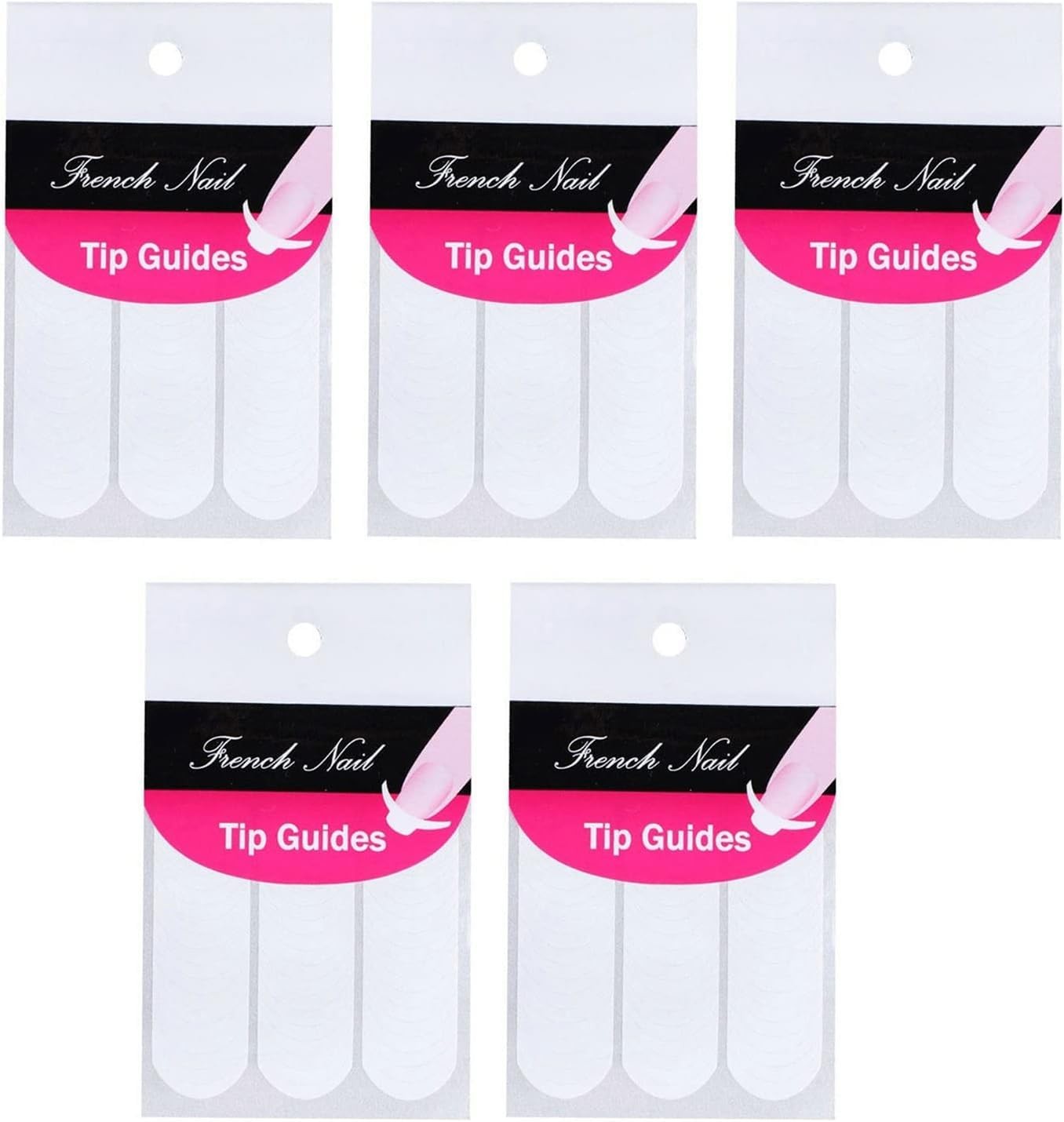 5 Packs 240Pcs French Manicure Nail Art Stickers Strips, White -Adhesive Nail…