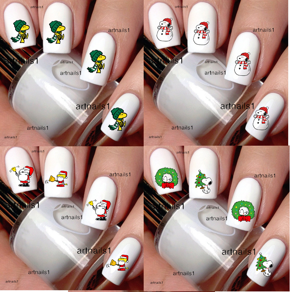 Snoopy Christmas Santa Snowman Peanuts Nails Holiday Nail Art Decals 200+ Gift