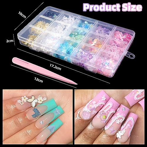 Mix 3D Assorted Color Nail Charms Multi Pink Color Blue Purple White Glitter