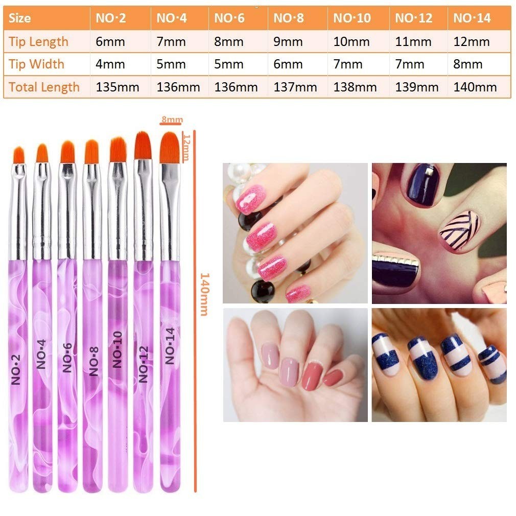 Professional 7 Size UV Gel Nail Brush Set – Perfect for Nail Art Creators