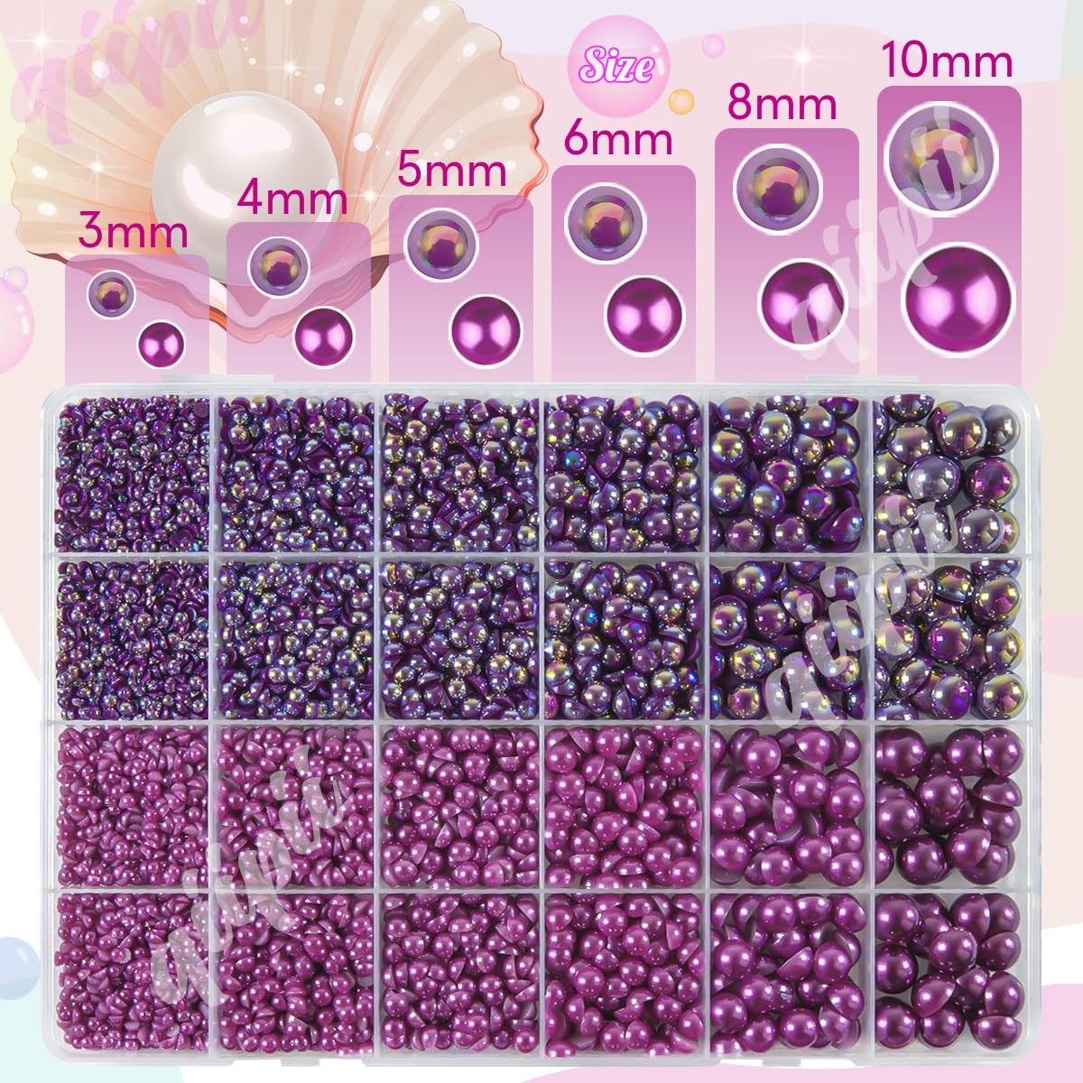 2 Styles Solid Purple+ Dark Purple AB Flatback Pearls for Bedazzling Crafting…