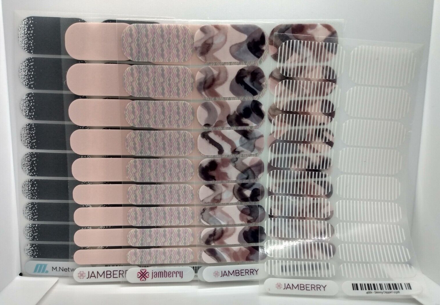 Jamberry Nail Wraps Full Sheets – Black, White, & Beige Abstract Lot of 5