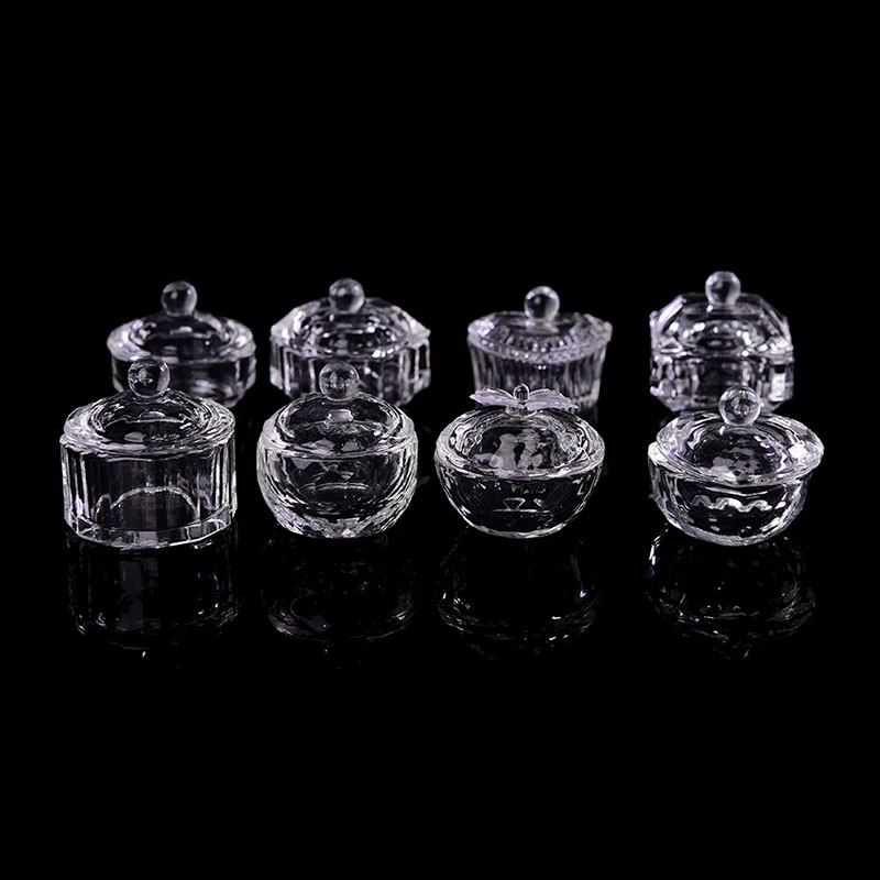 Nail Art Glass Cup Dappen Dish for Arcylic Nail Art Liquid Holder Bow FK.N8