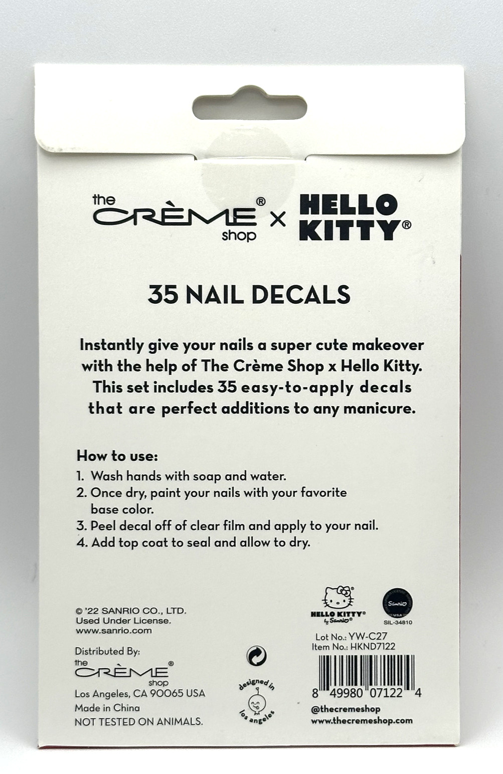 Hello Kitty The Creme Shop Nail Decals 85 Total Clear Nail Polish NIB Set of 2