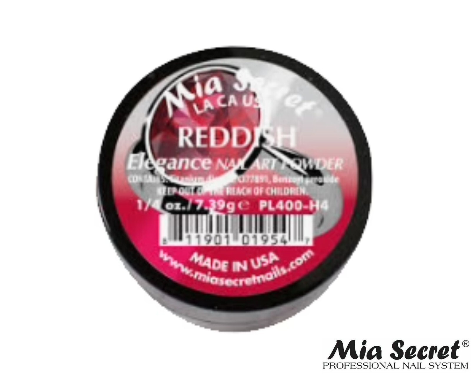 MIA SECRET Nail Art Powder 1/4oz- Reddish (ELEGANCE COLLECTION)