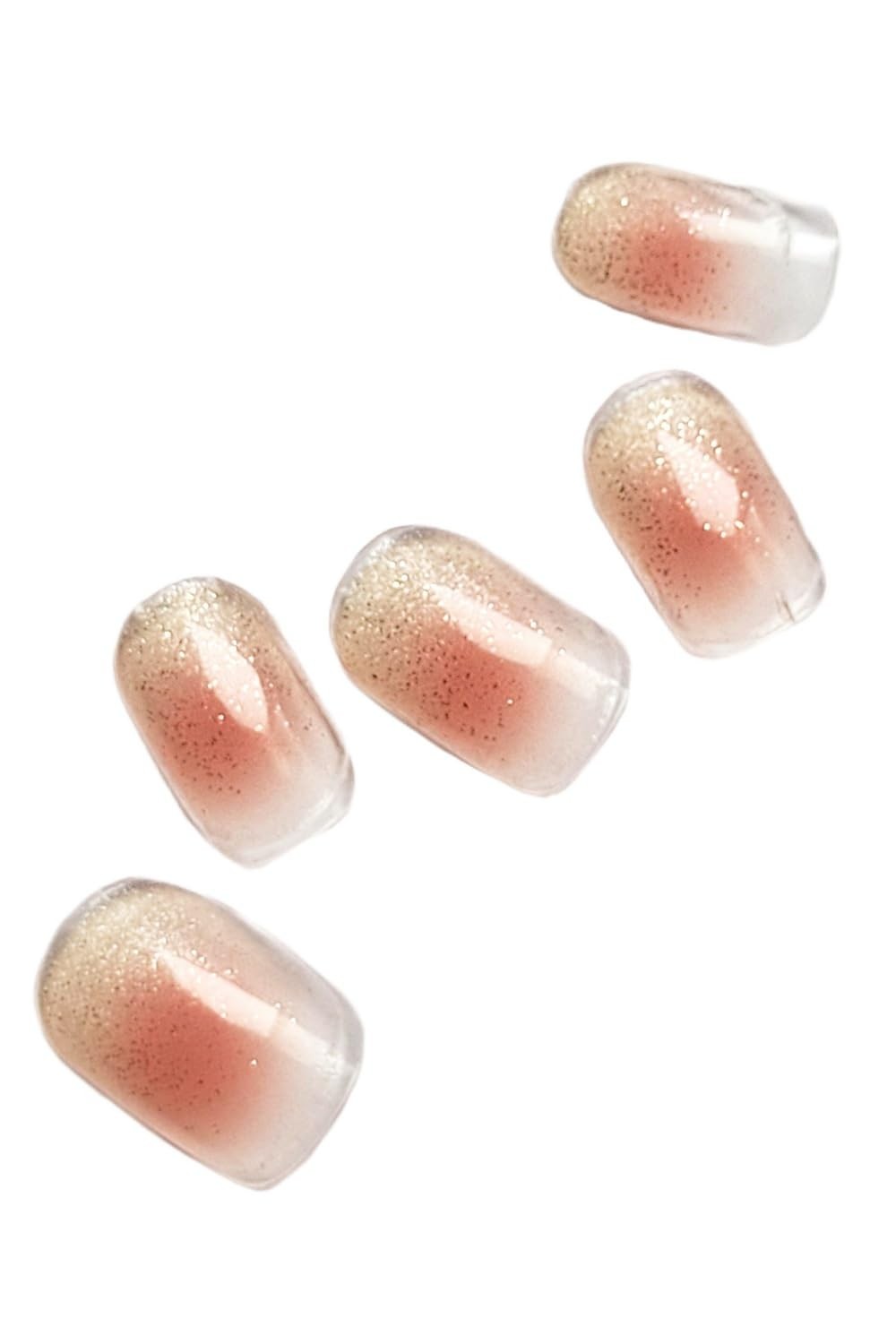Nail Stickers Peach Design Gel-Style No-Harden 20pcs Japan