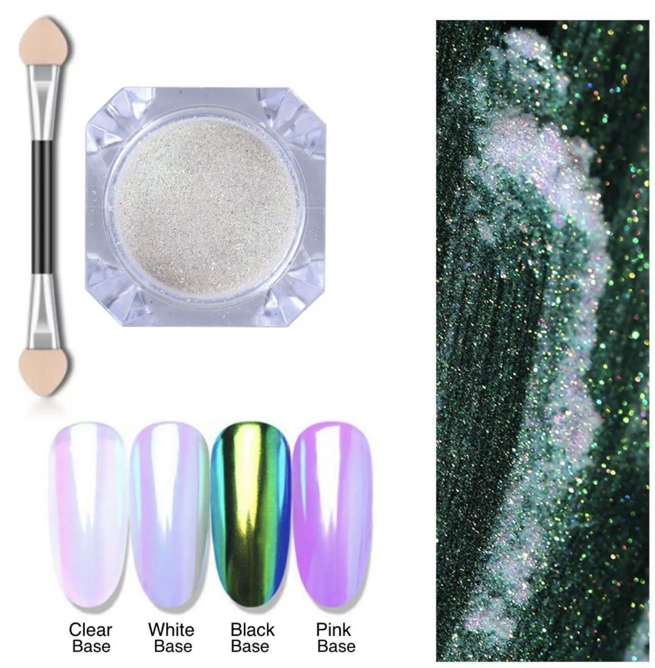 AURORA CHROME POWDER Nail GLITTER AB Unicorn MERMAID MIRROR Effect RAINBOW Opal