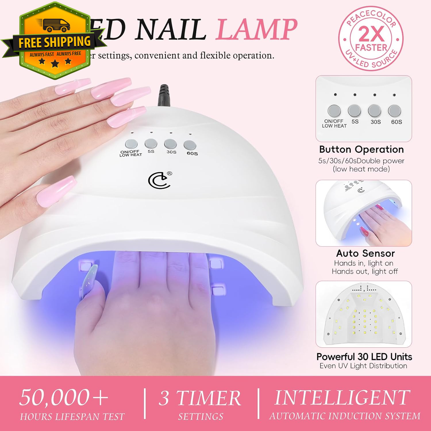 Acrylic Nail Kit With Drill UV Light 3 Powder Glitter Tips DIY Home Salon Set