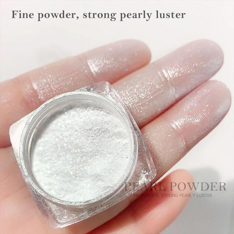 Translucent White Nail Shimmer Pearl Chrome Powder Mirror Effect Glazed Donut UK