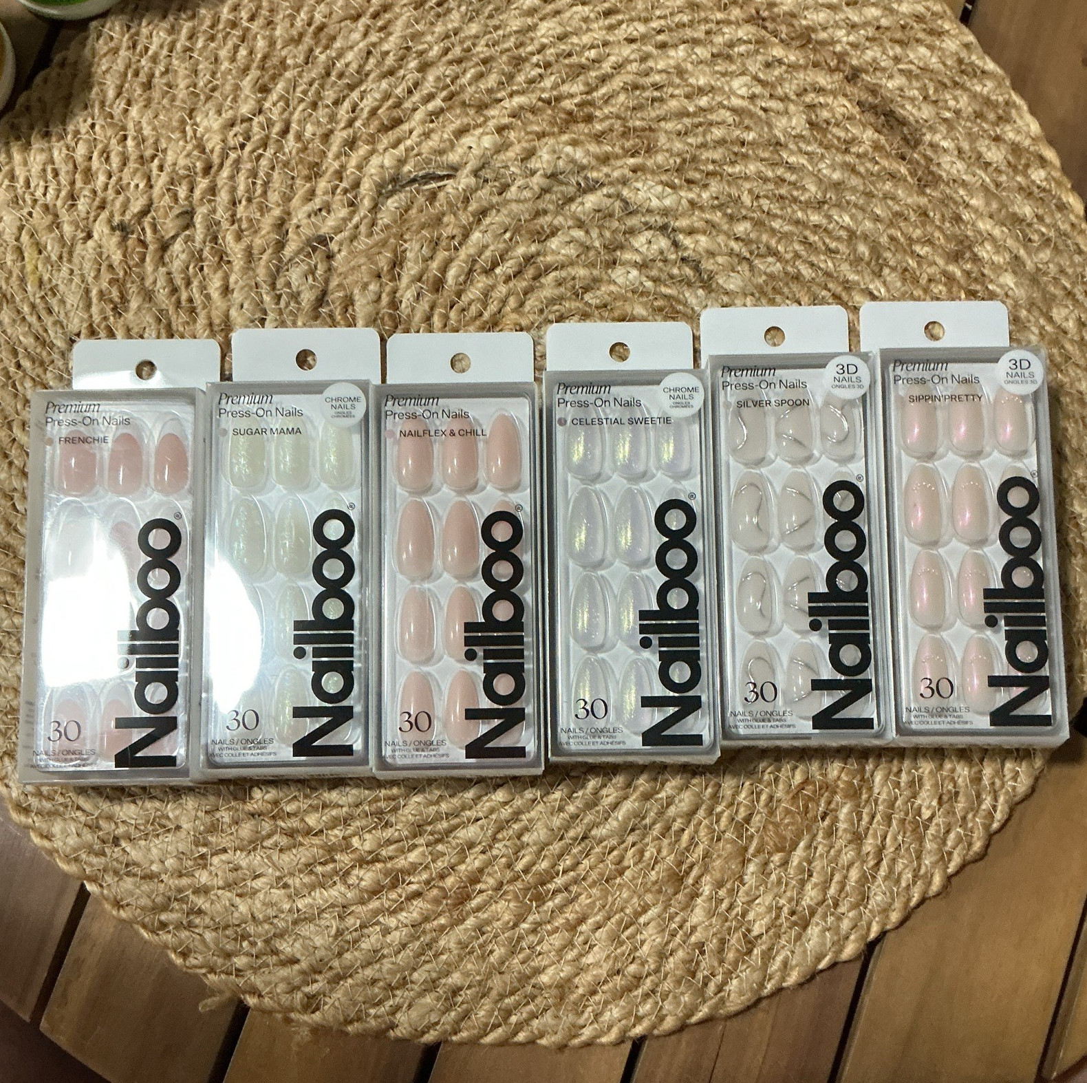 Nailboo Press-On Nails Lot of 6 Kits 30 Count Each Multicolor Chrome