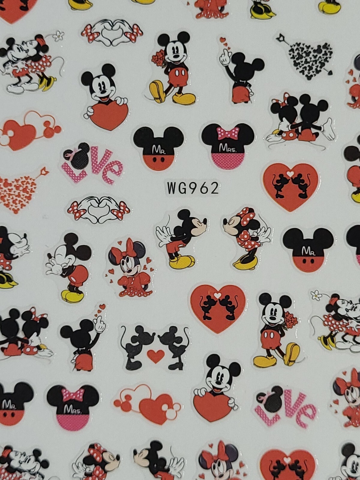 Mickey Mouse Disney Hearts Nail Art Stickers