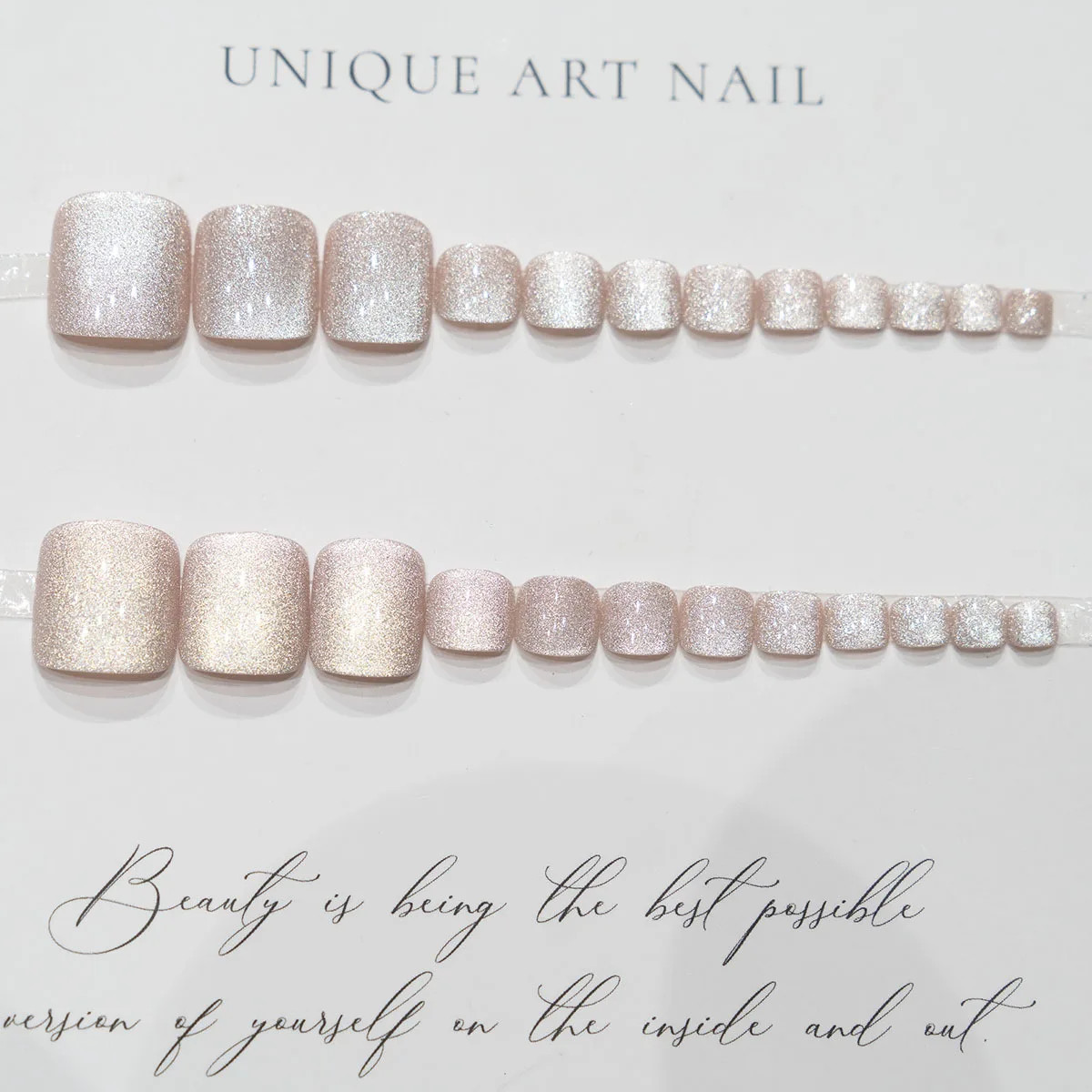 24pcs Glitter Crystal Cat Eye Press On Toenails
