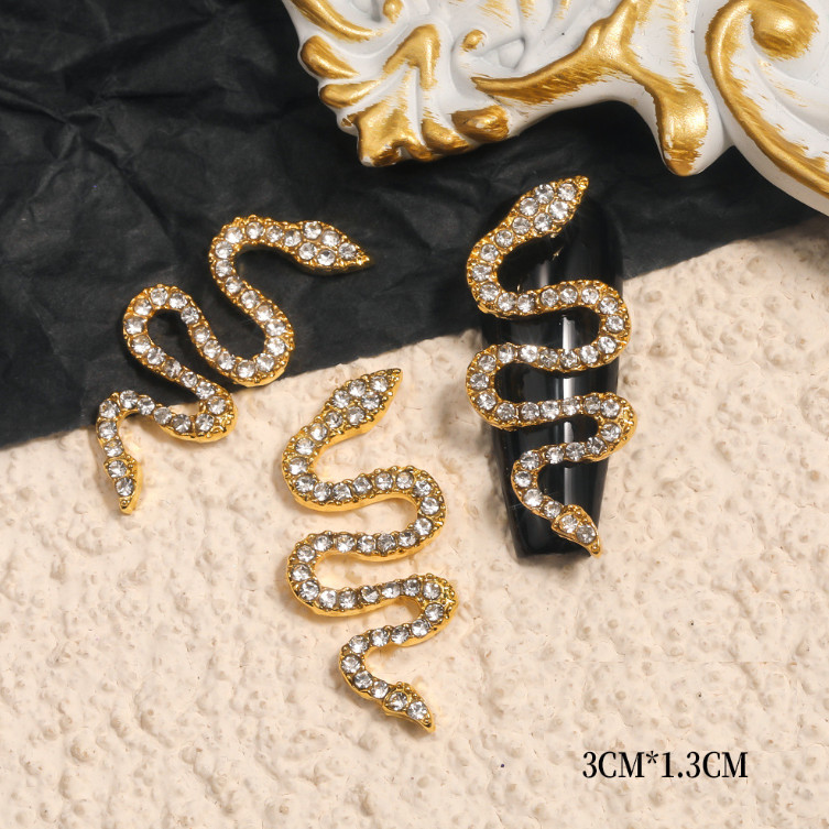 3D Glitter Rhinestones DIY Charm Alloy Snake Nail Art Decoration Manicure metal